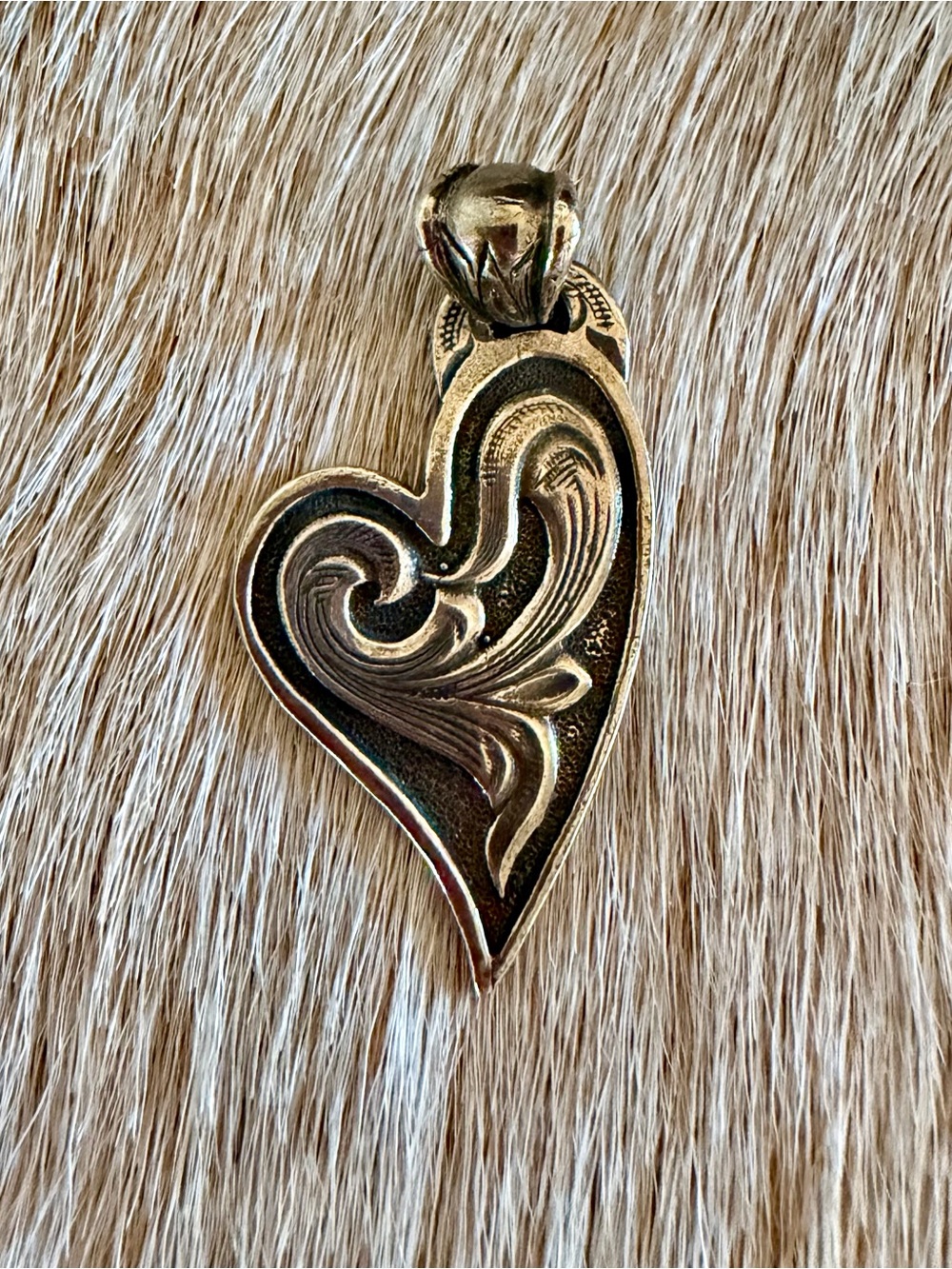 Sterling Tooled Design Heart Pendant Necklace - Women's Jewelry